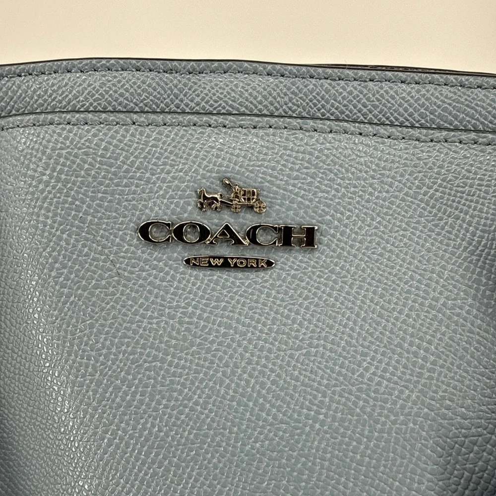 Coach Minetta Blue Pebbled Leather Satchel Crossbody Bag New York Chic Preppy